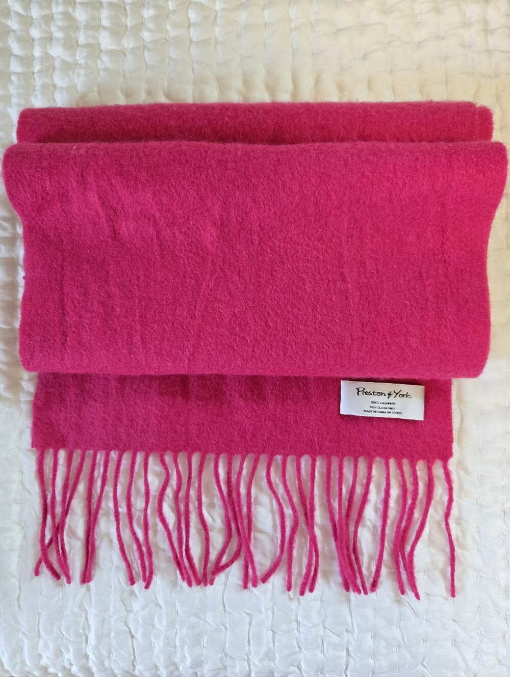 Preston & York Cashmere Pink Scarf Maximalist‎ Preppy Elevated Basics Winter